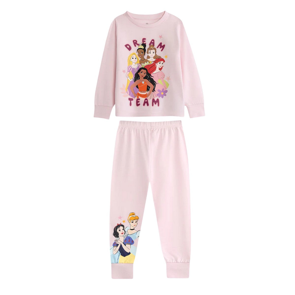 Multicoloured - Side - Disney Princess Girls Long-Sleeved Long Pyjama Set (Pack of 2)