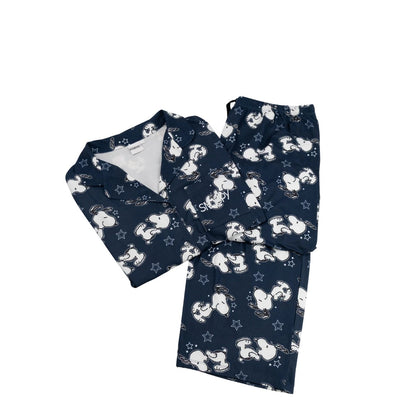 Blue - Front - Peanuts Womens-Ladies Snoopy Long-Sleeved Long Pyjama Set