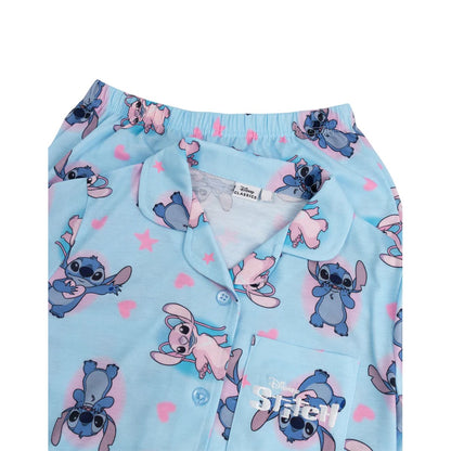 Blue - Side - Lilo & Stitch Girls Character Long-Sleeved Long Pyjama Set