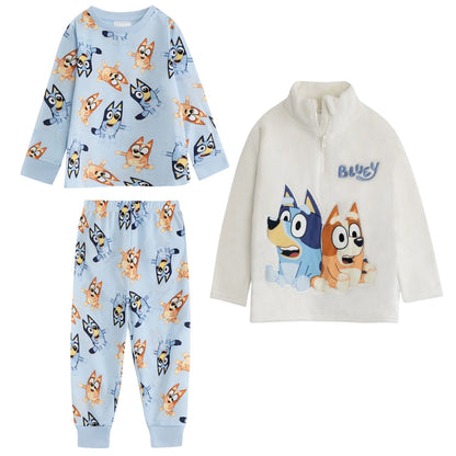 Blue - Front - Bluey Boys Character Long-Sleeved Long Pyjama Set