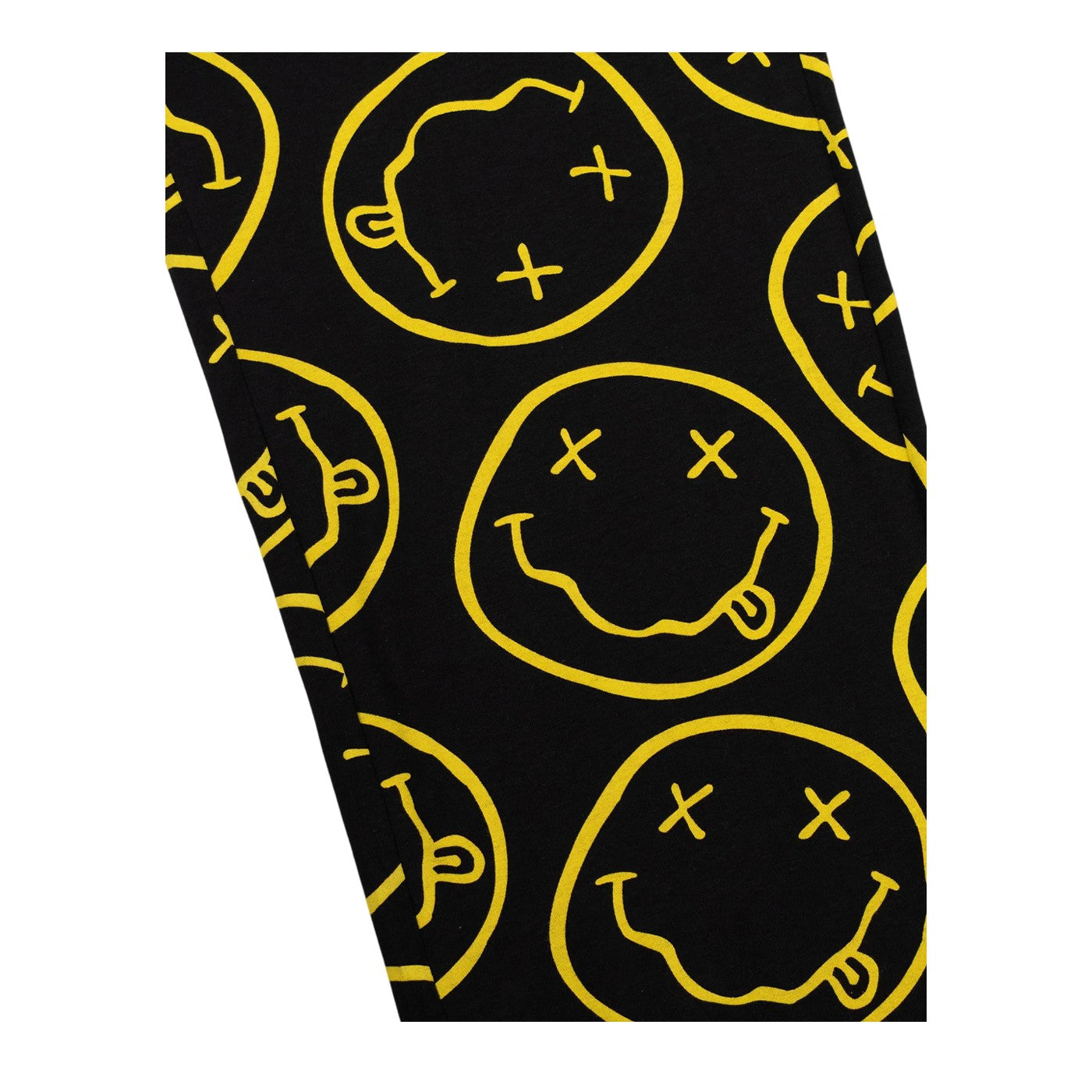 Black - Close up - Nirvana Mens Logo Short-Sleeved Long Pyjama Set