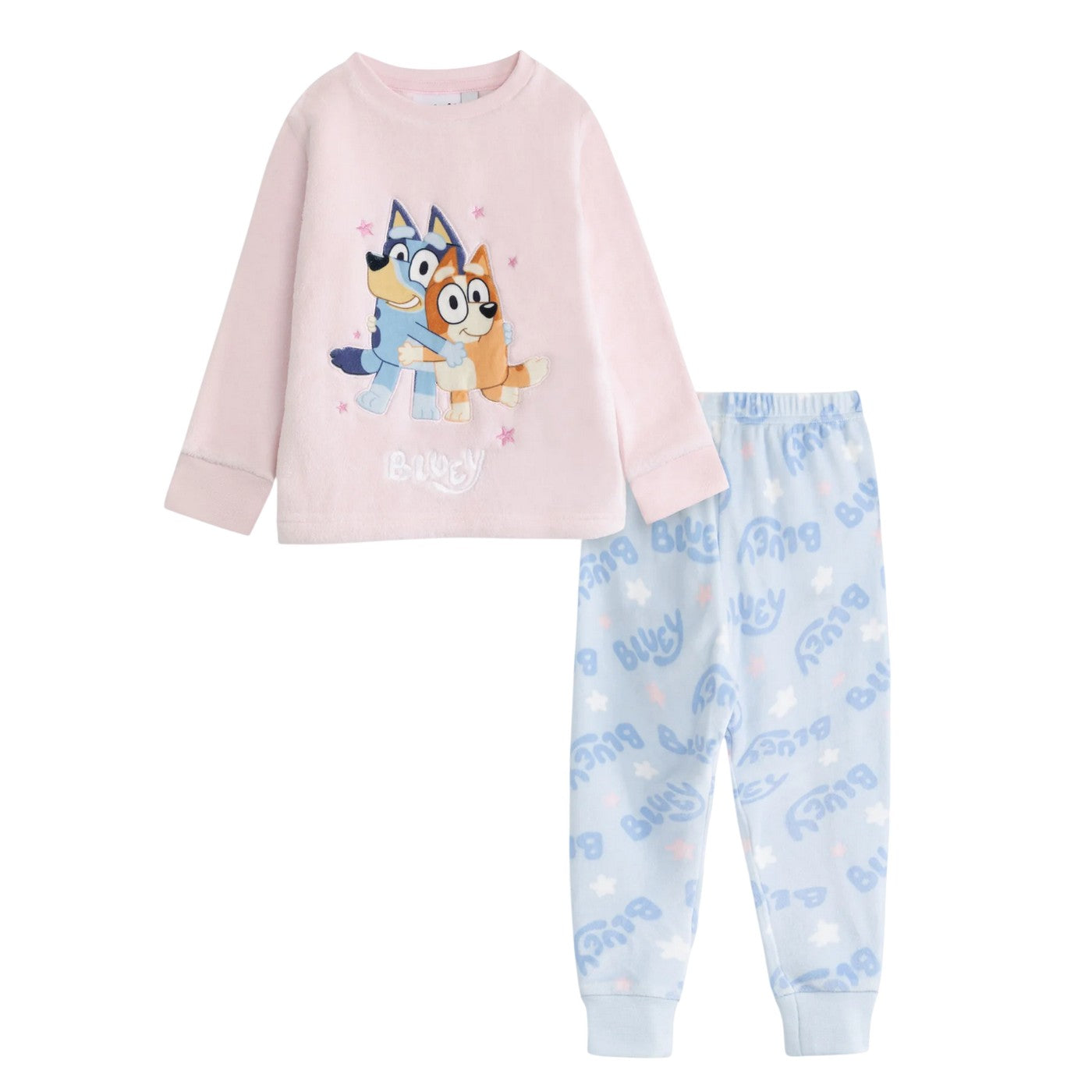 Pink - Front - Bluey Girls Character Long-Sleeved Long Pyjama Set