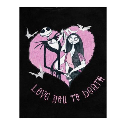 Black-Pink - Back - The Nightmare Before Christmas Womens-Ladies Logo Long-Sleeved Long Pyjama Set