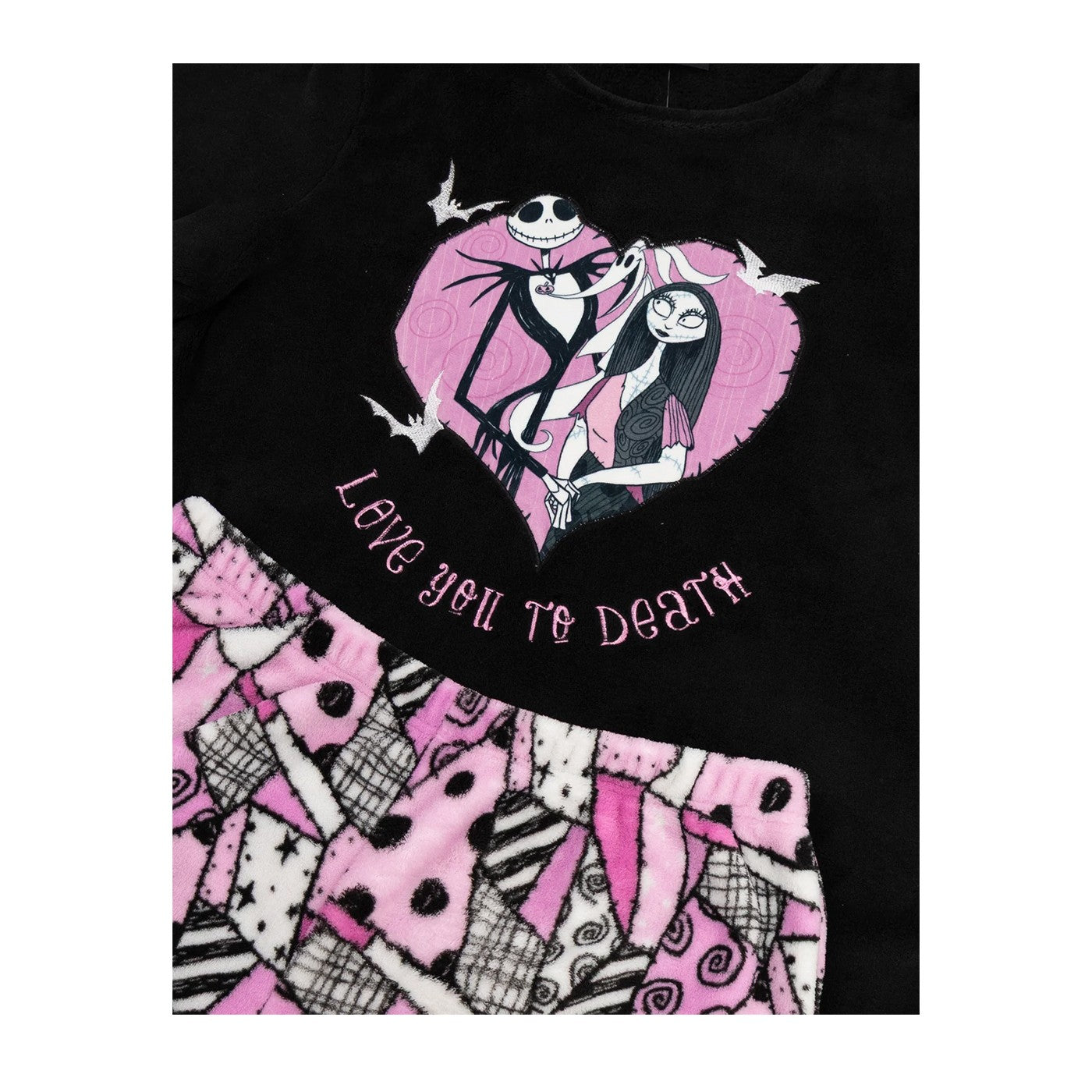 Black-Pink - Pack Shot - The Nightmare Before Christmas Womens-Ladies Logo Long-Sleeved Long Pyjama Set