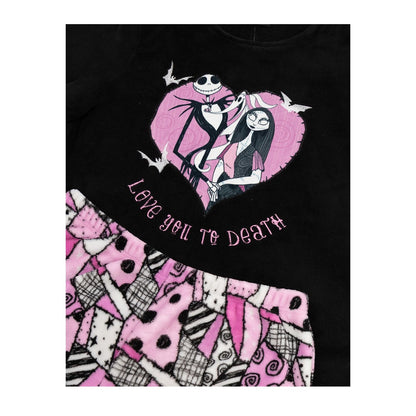 Black-Pink - Pack Shot - The Nightmare Before Christmas Womens-Ladies Logo Long-Sleeved Long Pyjama Set