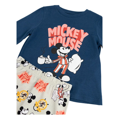 Blue - Close up - Disney Boys Mickey Mouse Long-Sleeved Long Pyjama Set
