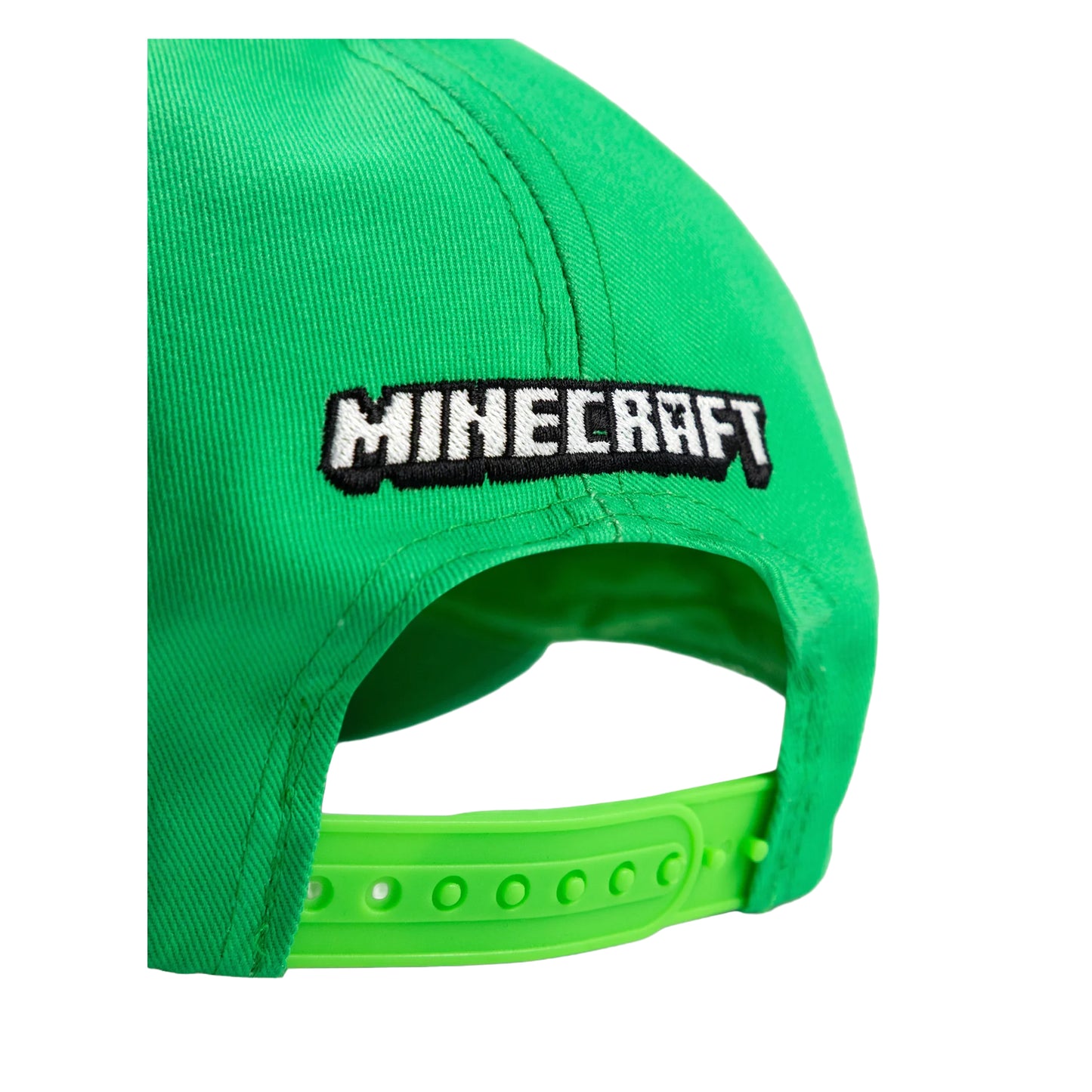 Green-White - Back - Minecraft Boys Creeper Curved Peak Snapback Cap