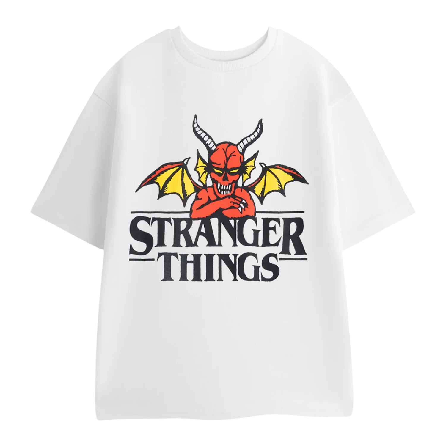 White-Grey - Side - Stranger Things Mens Logo Short-Sleeved Long Pyjama Set