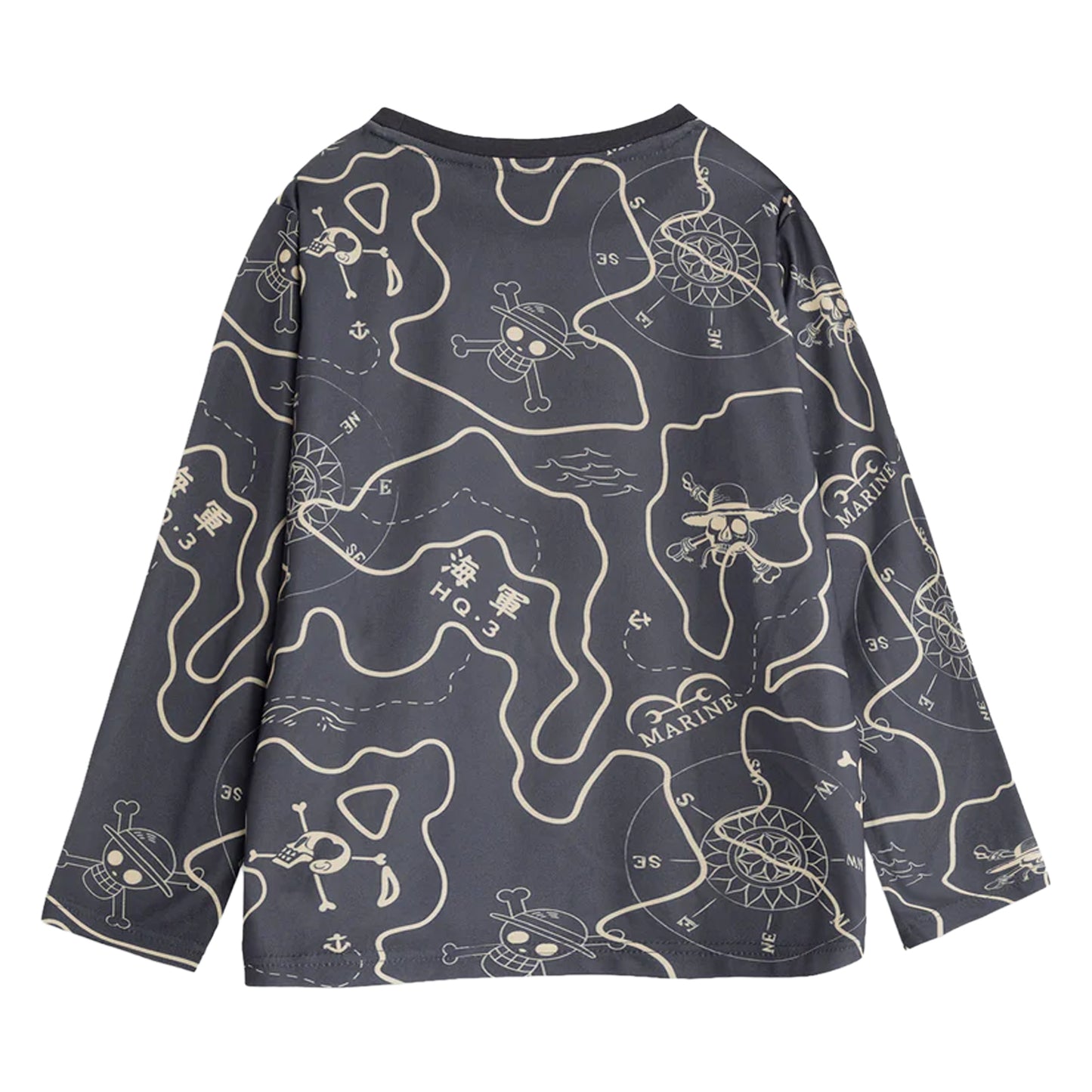 Grey - Back - One Piece Boys Logo Long-Sleeved Long Pyjama Set