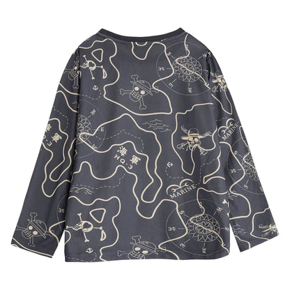 Grey - Back - One Piece Boys Logo Long-Sleeved Long Pyjama Set