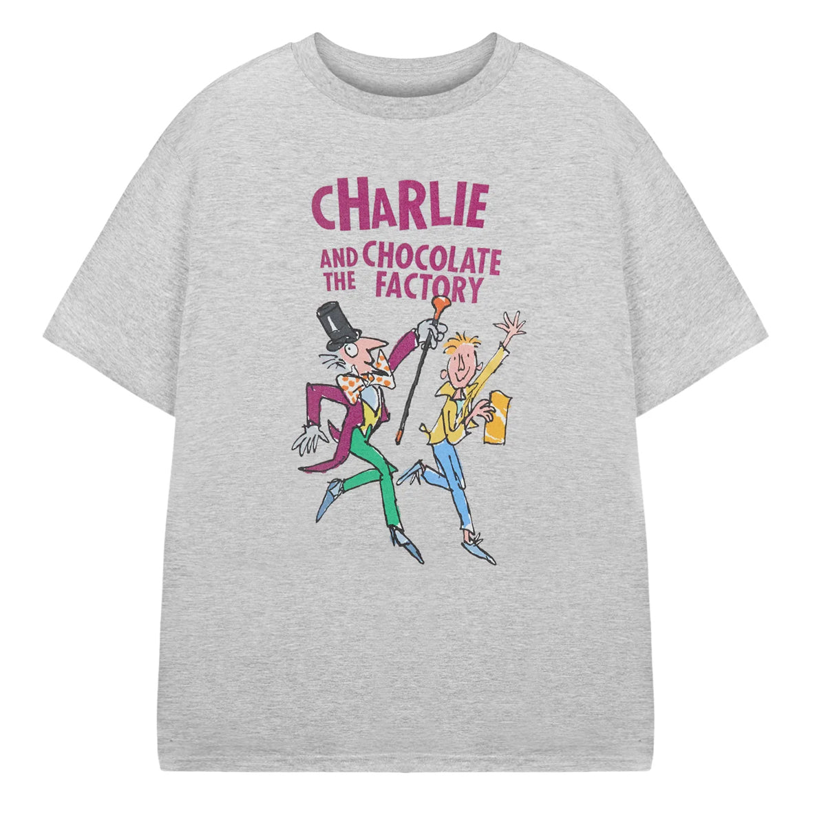 Grey - Front - Charlie and The Chocolate Factory Childrens-Kids Roald Dahl Short-Sleeved T-Shirt