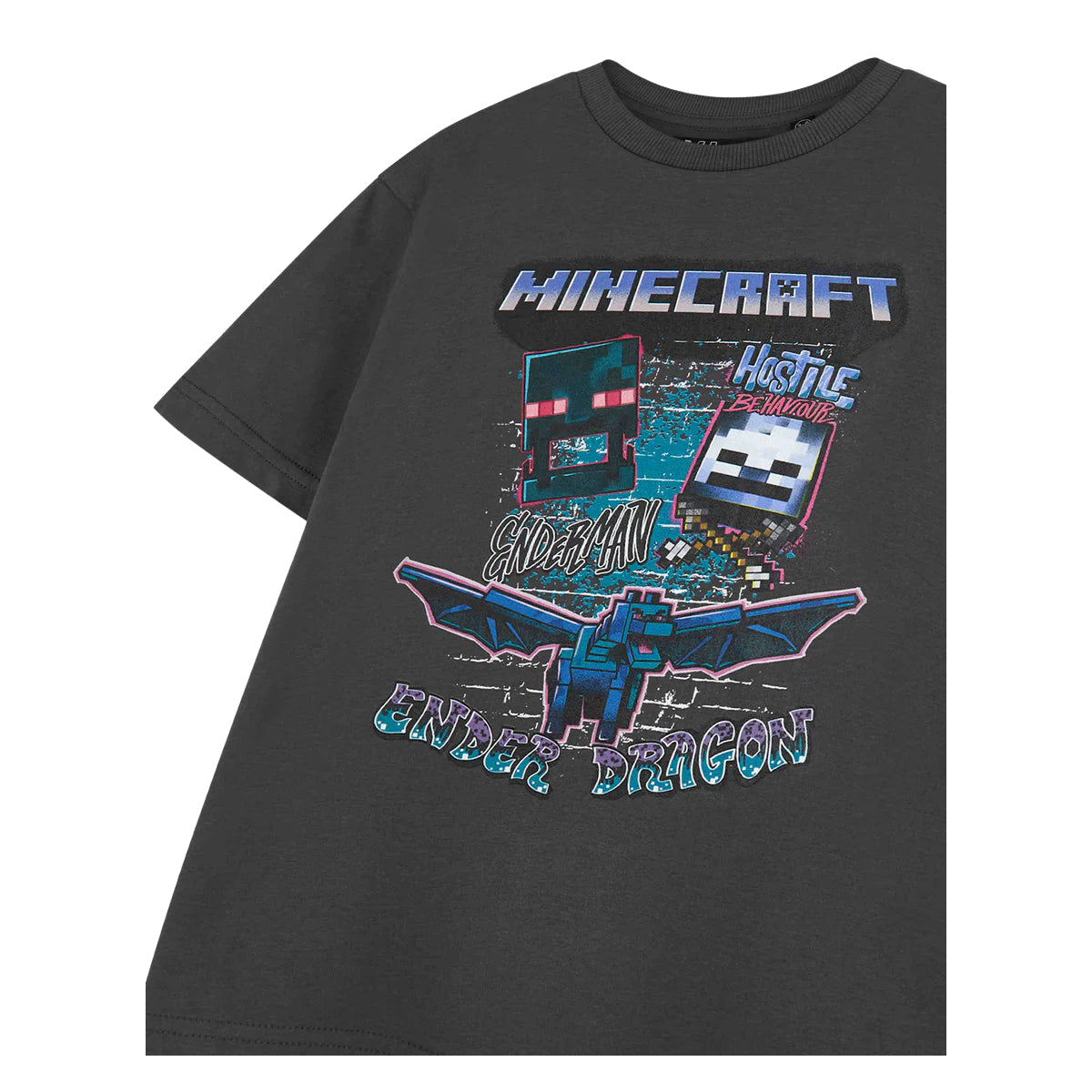 Black - Side - Minecraft Boys Ender Dragon Short-Sleeved T-Shirt