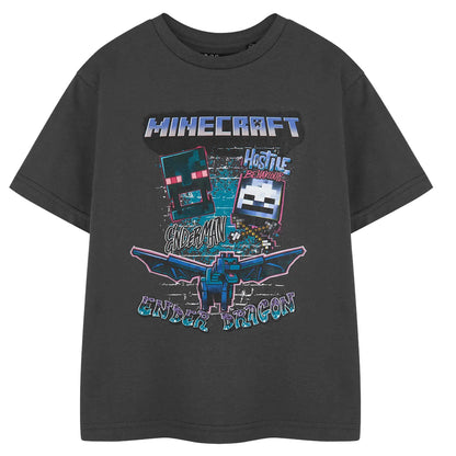 Black - Front - Minecraft Boys Ender Dragon Short-Sleeved T-Shirt