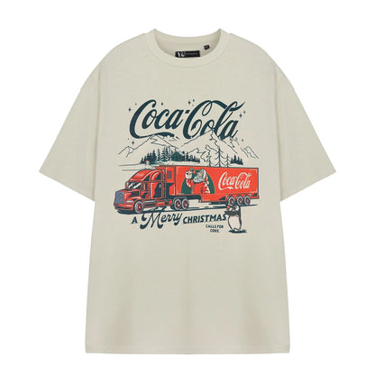 Beige - Front - Coca-Cola Womens-Ladies A Merry Christmas Short-Sleeved T-Shirt