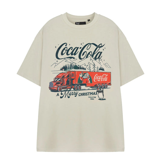 Beige - Front - Coca-Cola Womens-Ladies A Merry Christmas Short-Sleeved T-Shirt