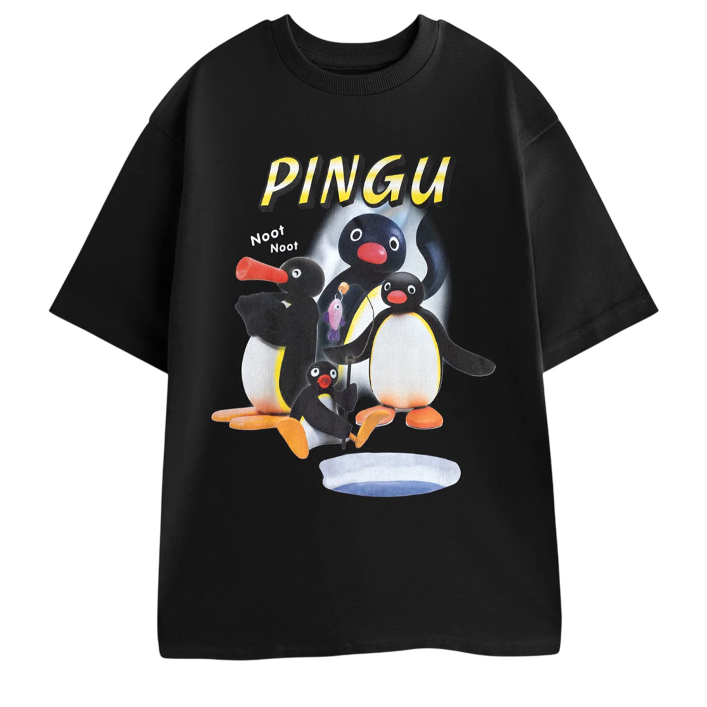 Black - Front - Pingu Unisex Adult Noot Noot Short-Sleeved T-Shirt