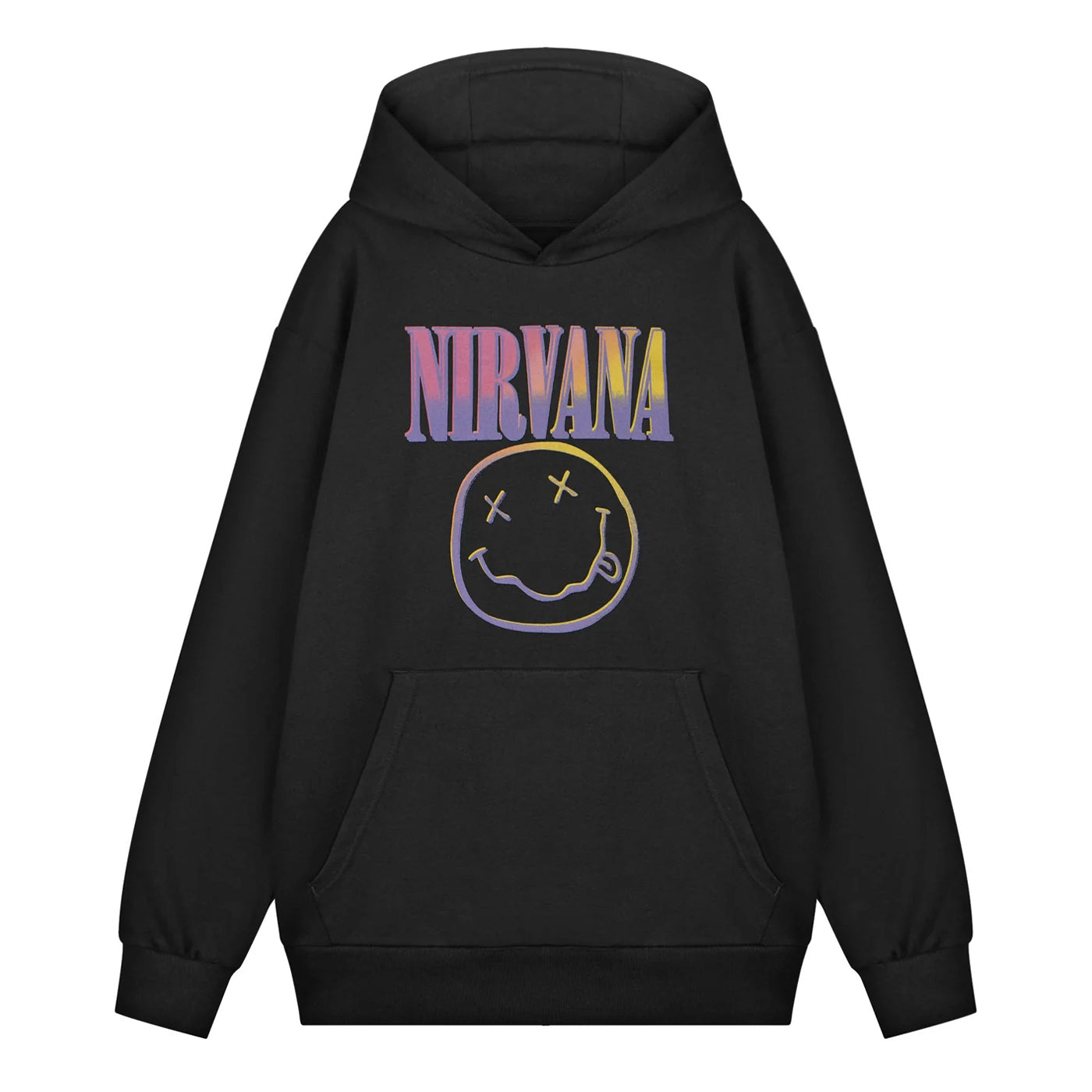 Black - Front - Nirvana Unisex Adult Sunset Logo Hoodie