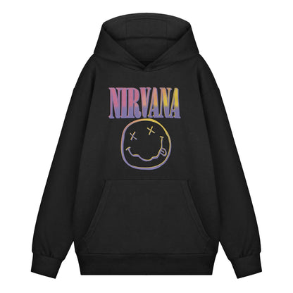 Black - Front - Nirvana Unisex Adult Sunset Logo Hoodie