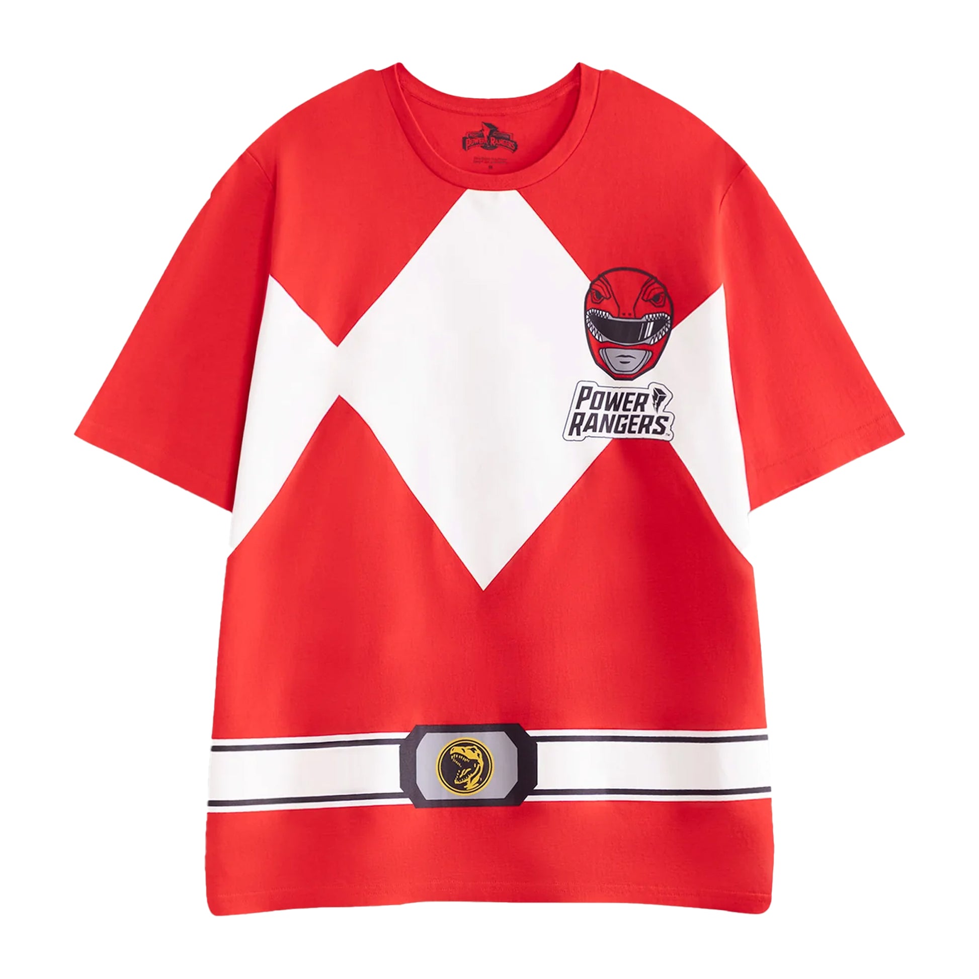 Red - Side - Power Rangers Mens Character Long Leg Short-Sleeved Pyjama Set
