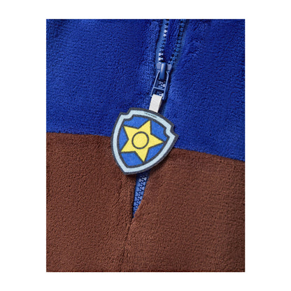 Brown-Royal Blue - Lifestyle - Paw Patrol Childrens-Kids Chase Applique Face All-In-One Nightwear
