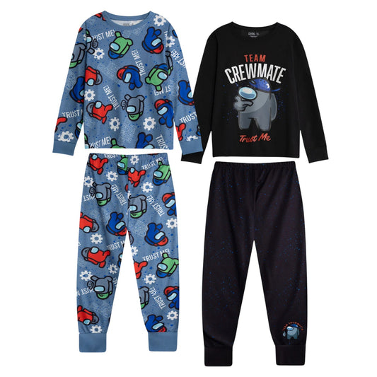 Multicoloured - Front - Among Us Boys Character Long Pyjama Set (Pack of 2)