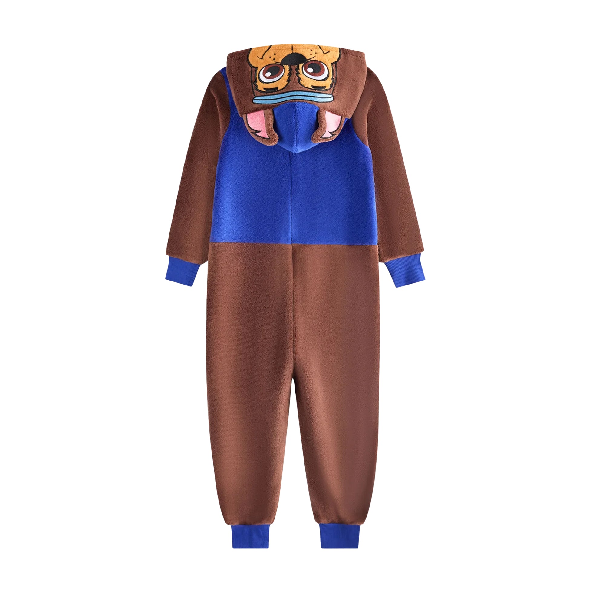 Brown-Royal Blue - Back - Paw Patrol Childrens-Kids Chase Applique Face All-In-One Nightwear