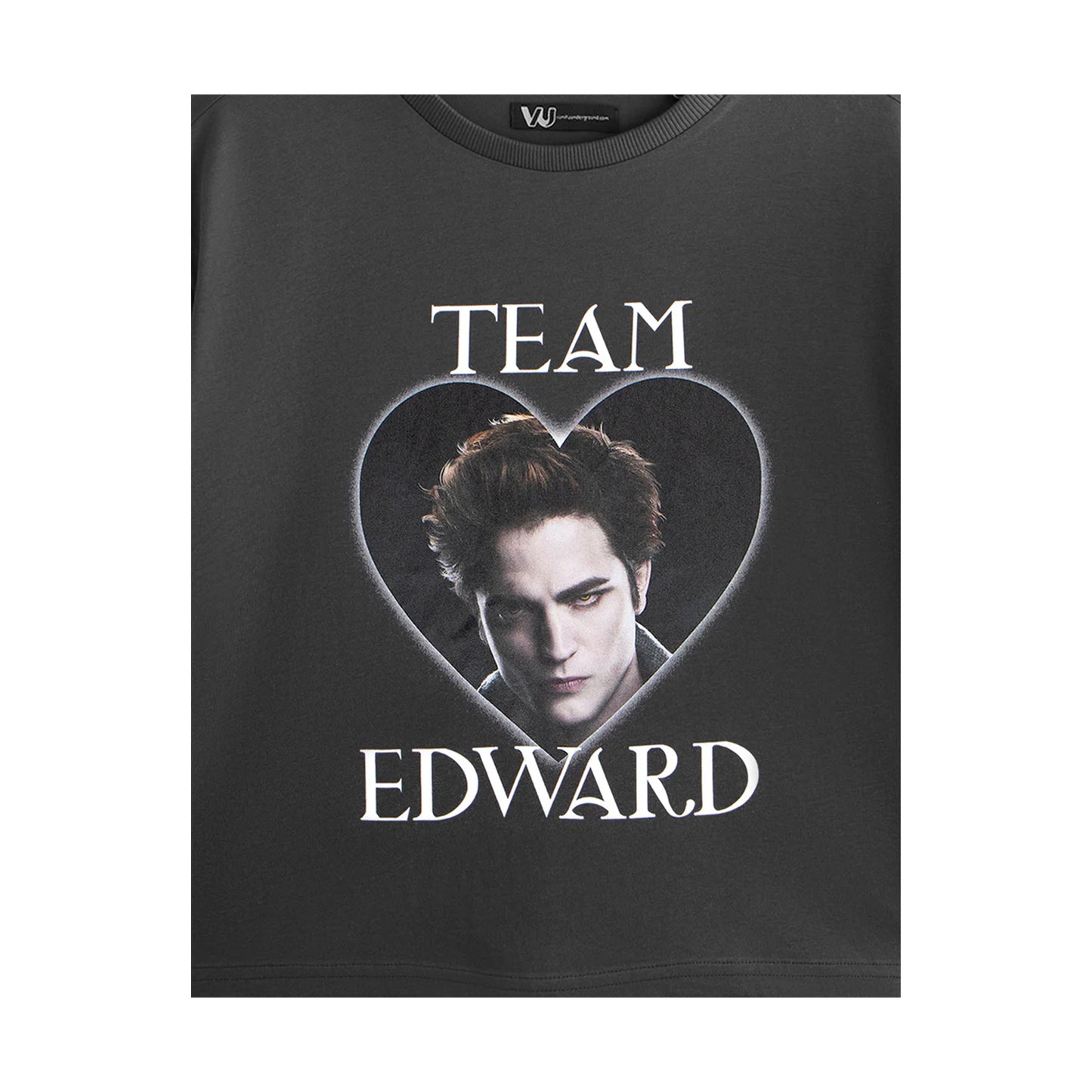 Charcoal - Side - Twilight Womens-Ladies Edward Team Crop T-Shirt
