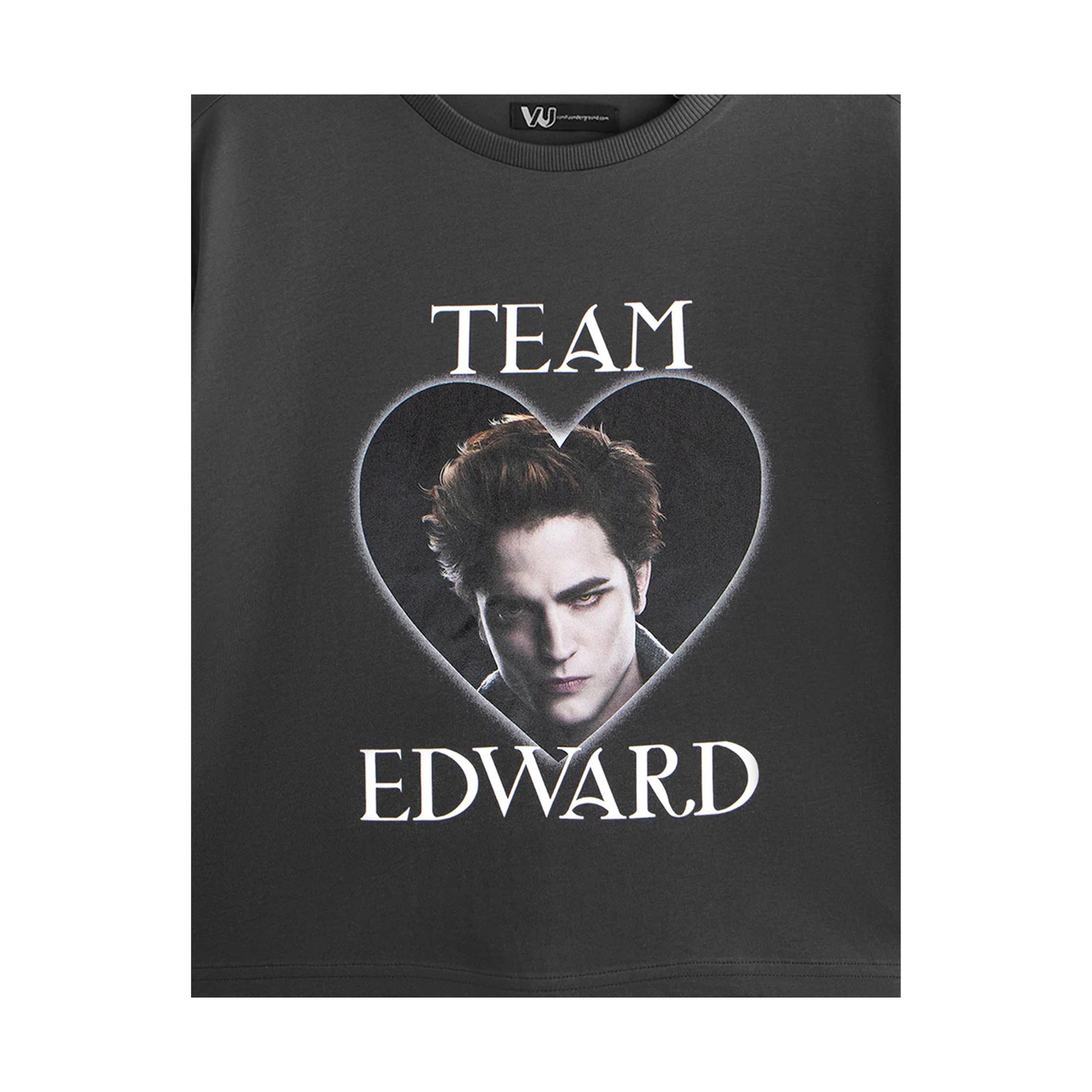 Charcoal - Side - Twilight Womens-Ladies Edward Team Crop T-Shirt