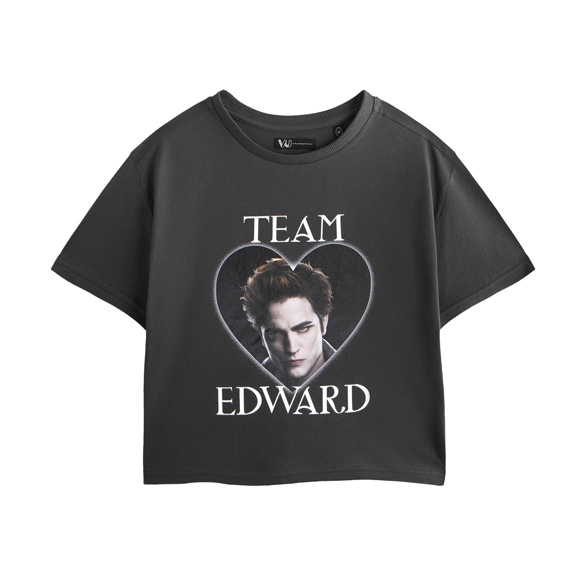 Charcoal - Front - Twilight Womens-Ladies Edward Team Crop T-Shirt