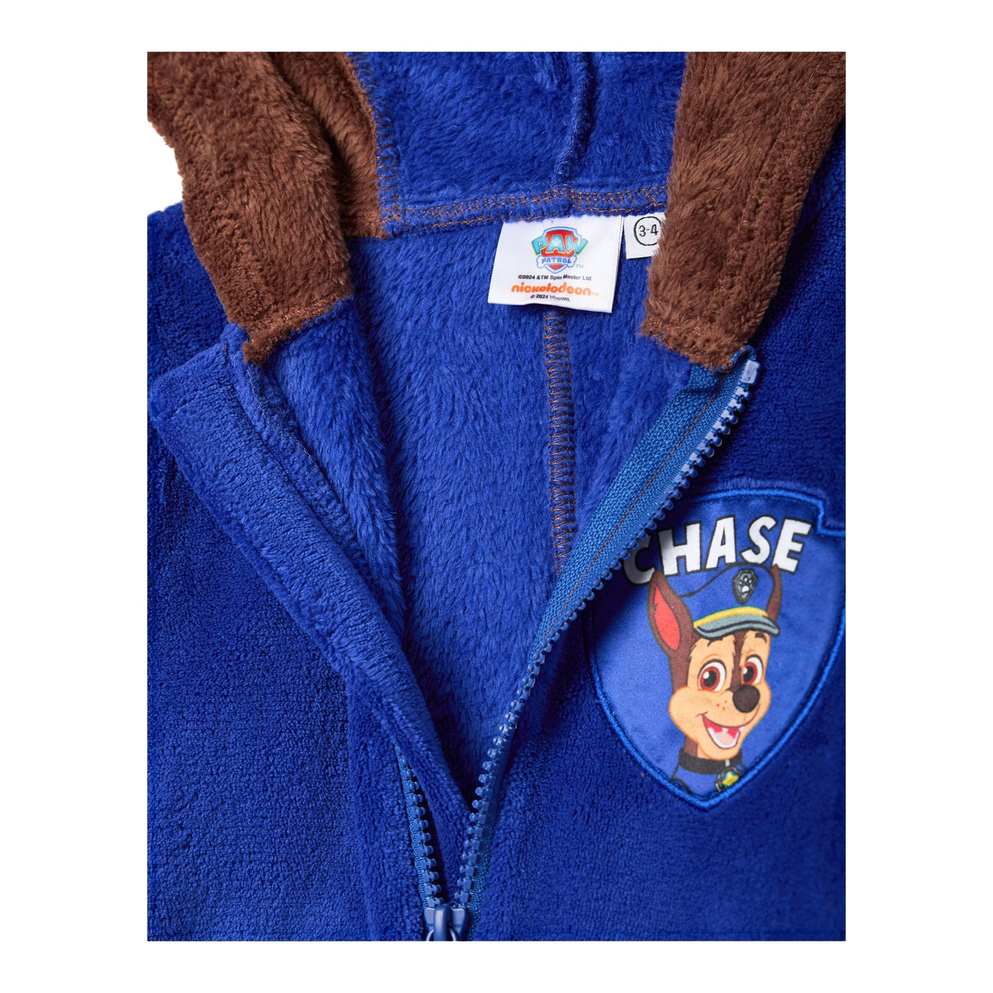 Blue-Brown - Side - Paw Patrol Childrens-Kids Chase All-In-One Nightwear