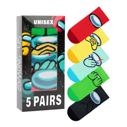 Multicoloured - Front - Among Us Boys Character Calf-Length Socks (Pack of 5)