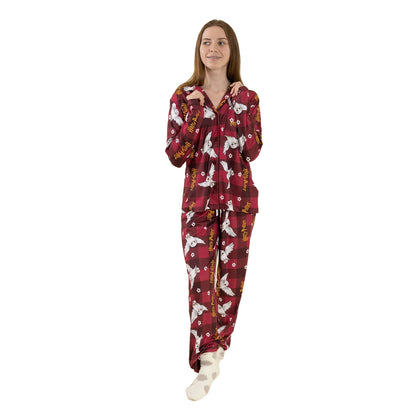 Red - Side - Harry Potter Womens-Ladies Hedwig Long Pyjama Set