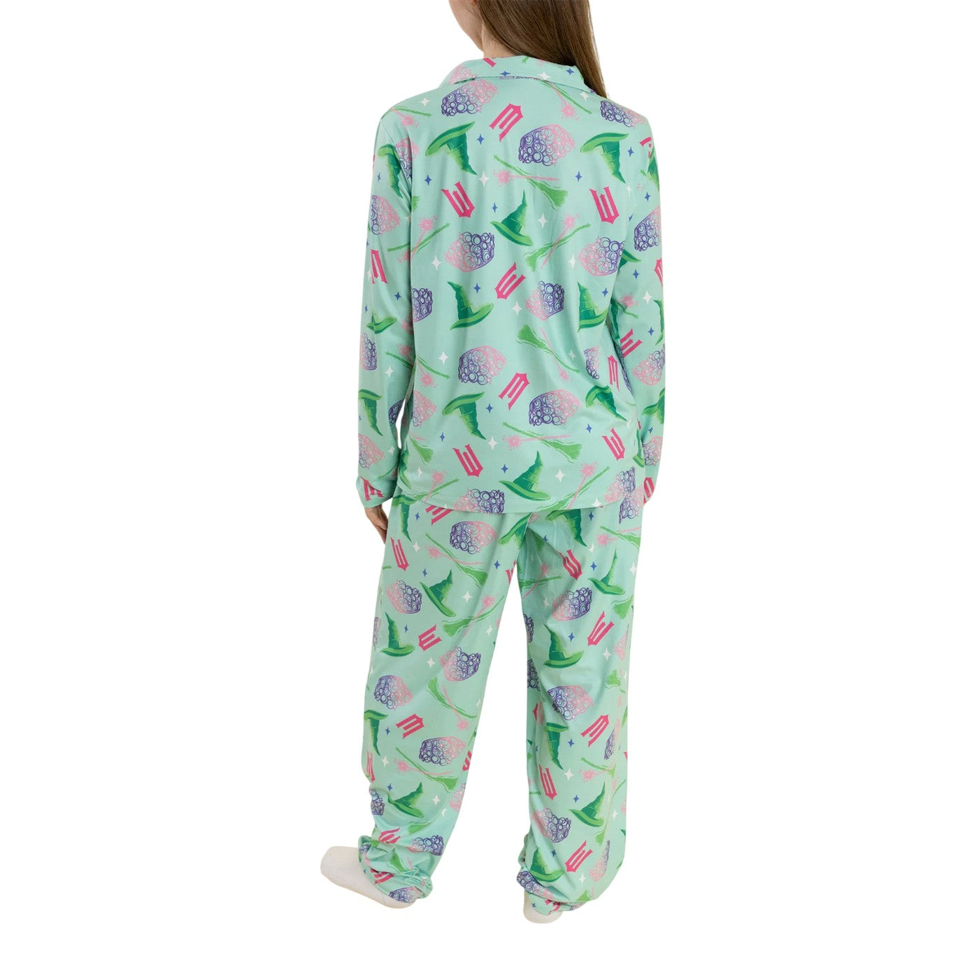 Green - Back - Wicked Womens-Ladies Character Long Pyjama Set