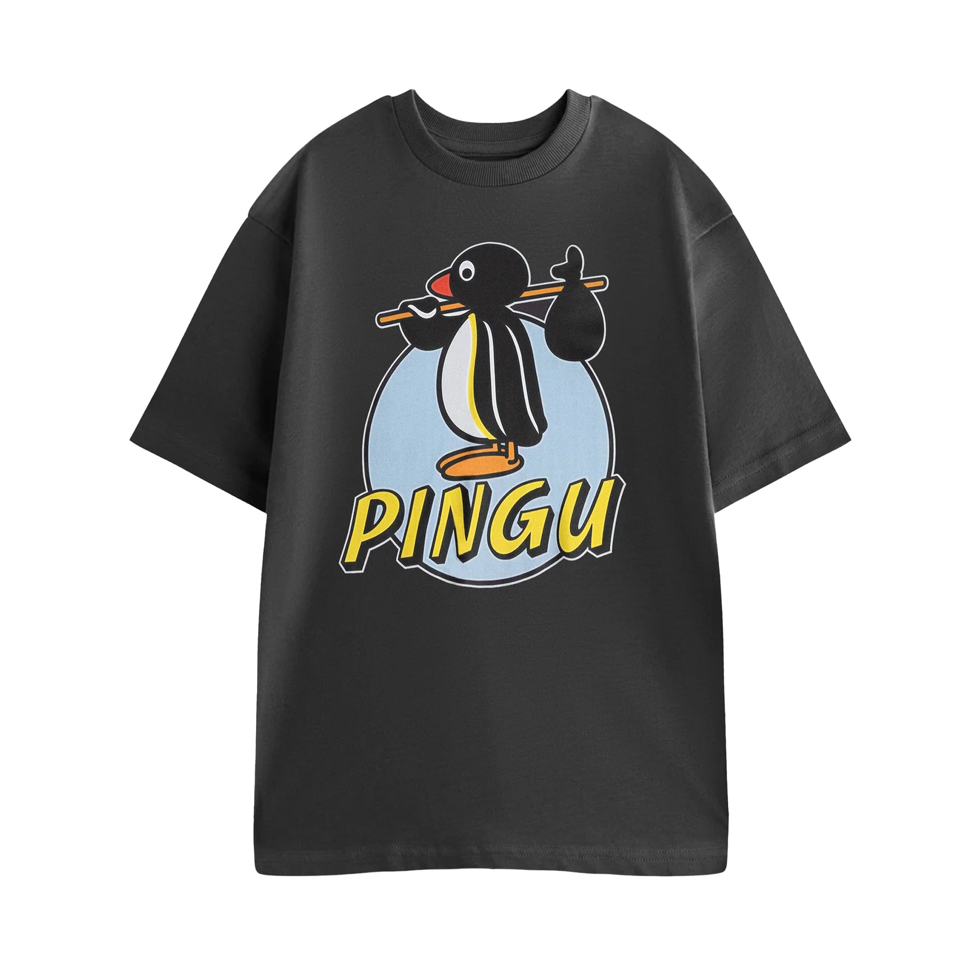Grey - Front - Pingu Unisex Adult Retro Short-Sleeved T-Shirt