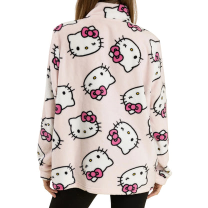 Pink - Back - Hello Kitty Womens-Ladies Faces Jumper