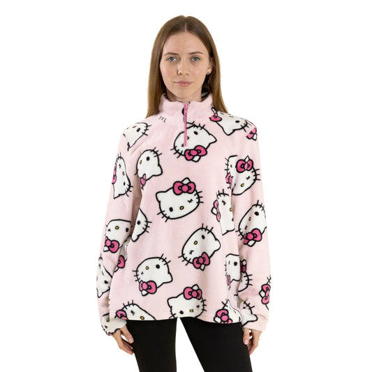 Pink - Front - Hello Kitty Womens-Ladies Faces Jumper