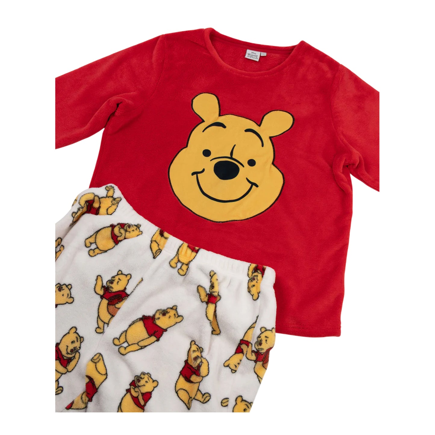 Red-White - Back - Winnie the Pooh Womens-Ladies Long-Sleeved Long Pyjama Set