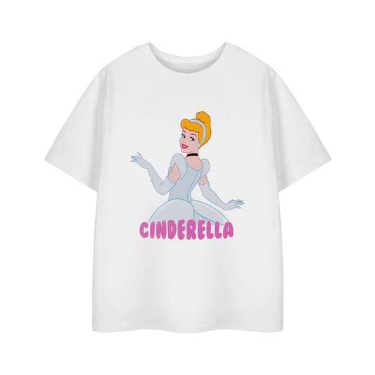 White - Front - Cinderella Girls Cotton Short-Sleeved T-Shirt