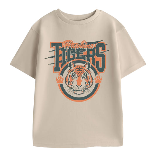 Beige - Front - Stranger Things Childrens-Kids Hawkins Tigers Short-Sleeved T-Shirt