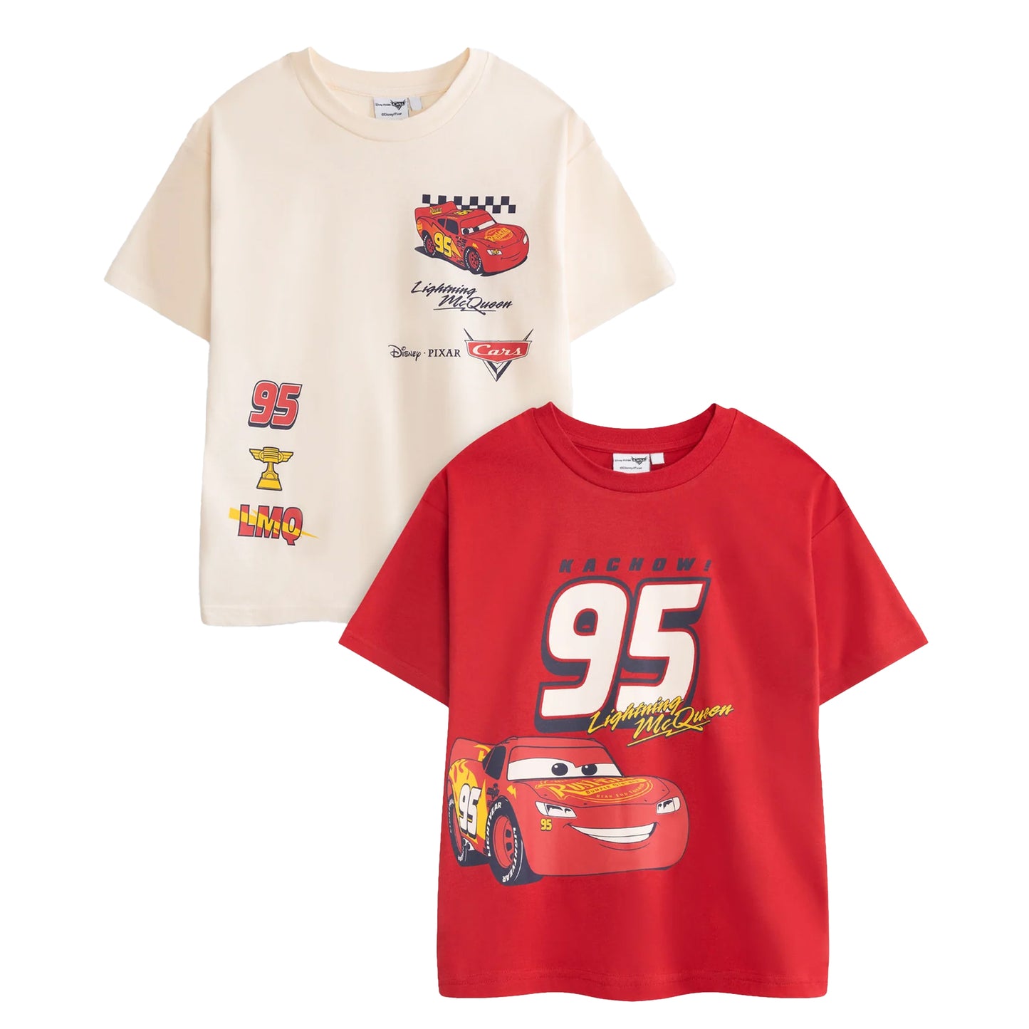 Multicoloured - Front - Cars Boys Lightning McQueen Short-Sleeved T-Shirt (Pack of 2)