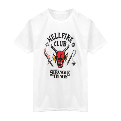 White - Front - Stranger Things Childrens-Kids Hellfire Club T-Shirt