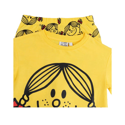 Yellow - Side - Mr Men & Little Miss Girls Long-Sleeved Long Pyjama Set