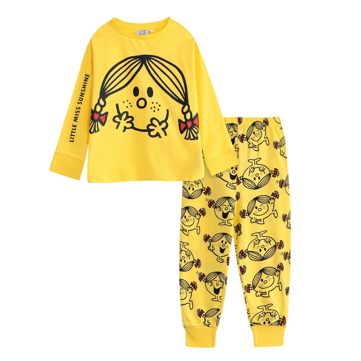 Yellow - Front - Mr Men & Little Miss Girls Long-Sleeved Long Pyjama Set