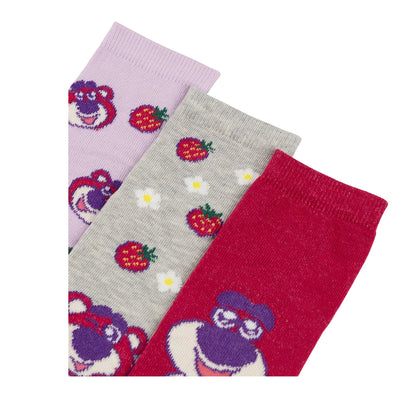 Pink - Side - Disney Girls Lotso Toy Story Socks Set (Pack of 3)