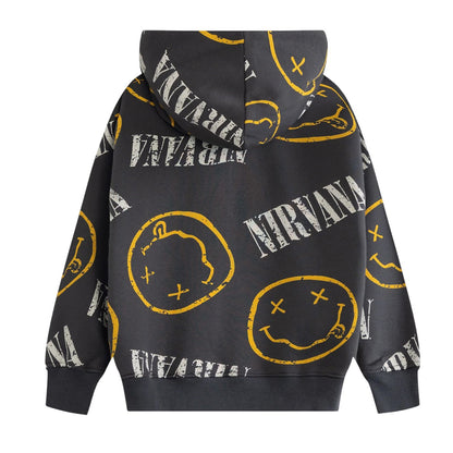 Grey - Back - Nirvana Childrens-Kids Logo Hoodie And Joggers Set