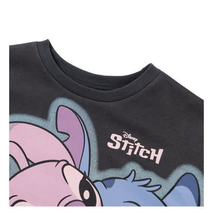 Dark Grey - Side - Lilo & Stitch Girls Angel Sweatshirt & Jogging Bottoms Set