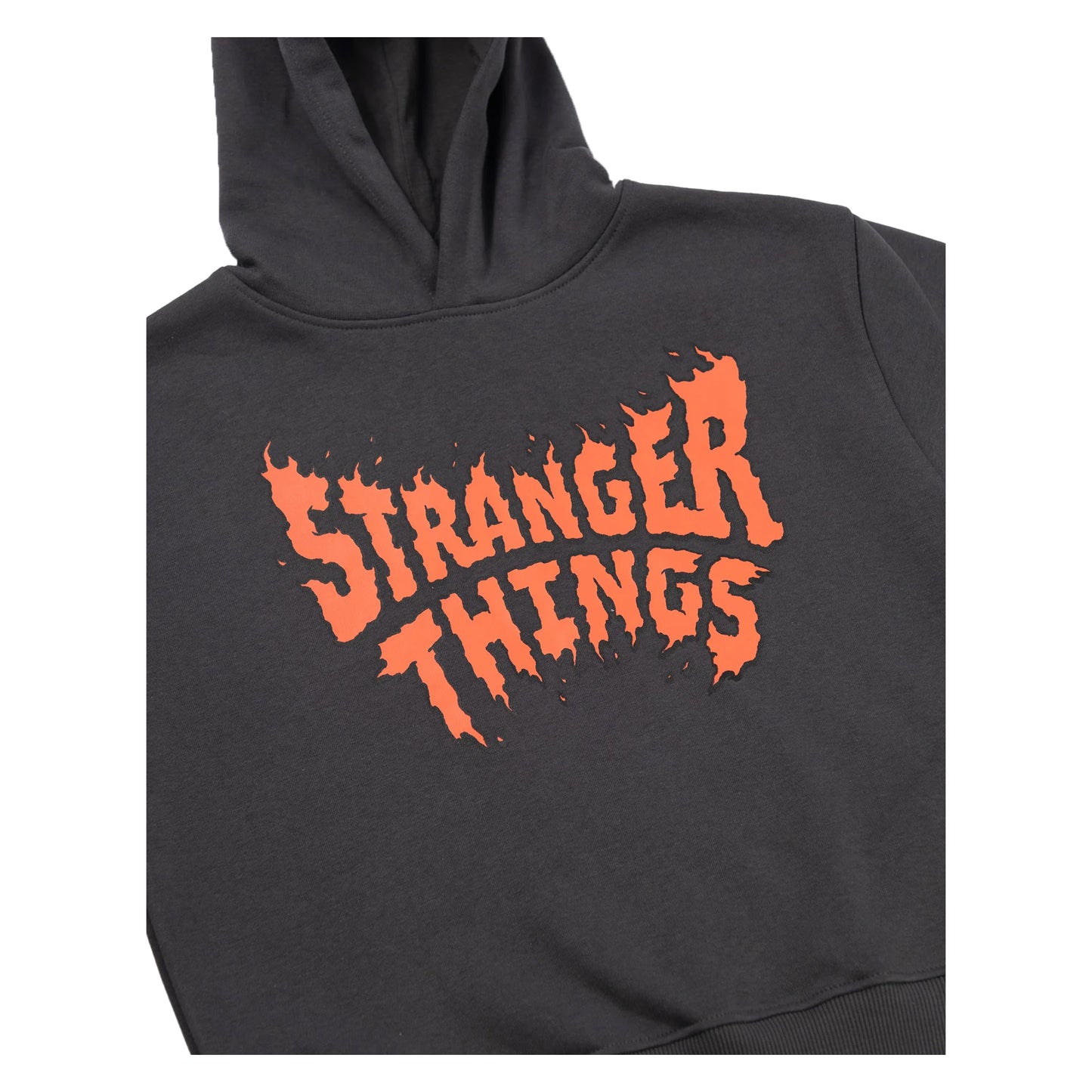 Grey - Side - Stranger Things Childrens-Kids Logo Hoodie And Joggers Set