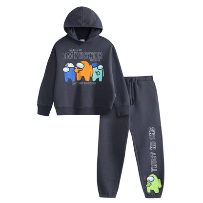 Grey - Front - Among Us Boys There Is An Impostor Characters Hoodie And Joggers Set