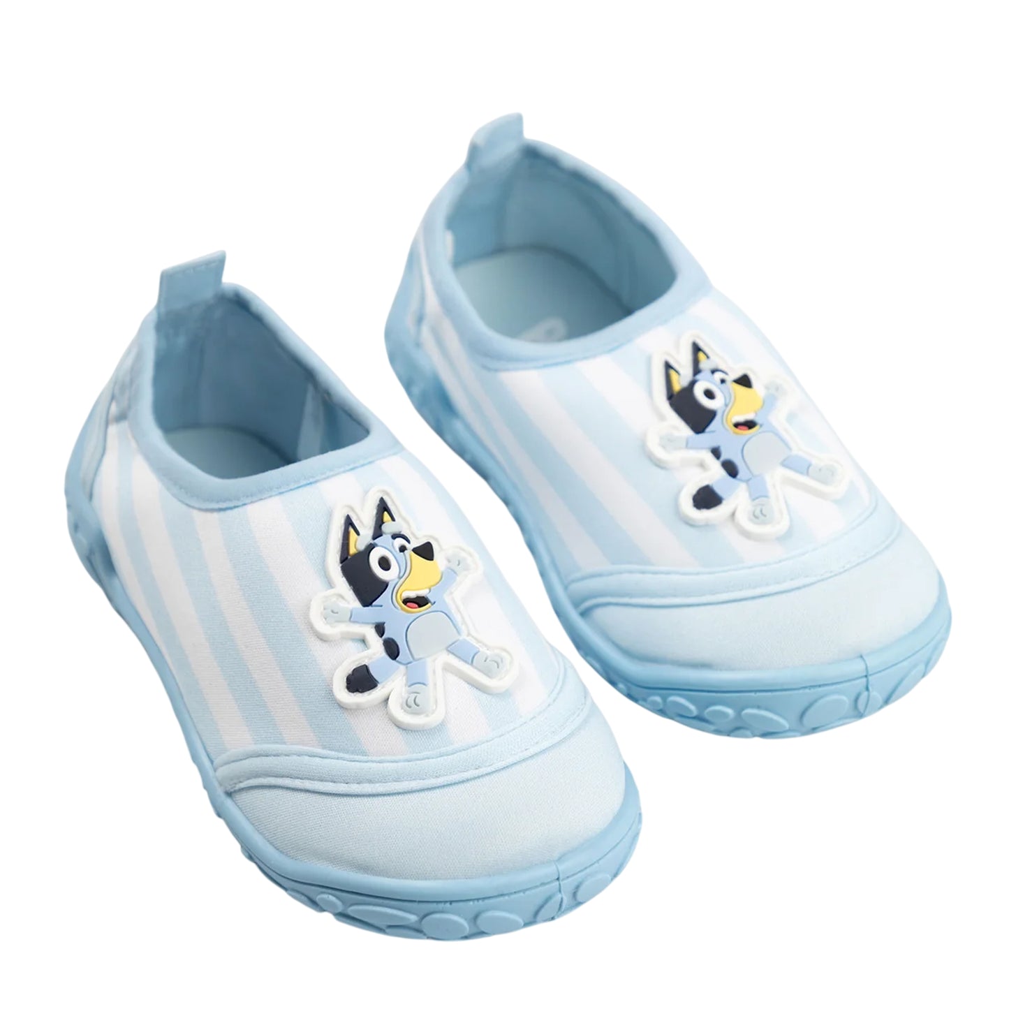 Light Blue-White - Front - Bluey Childrens-Kids Striped Water Shoes