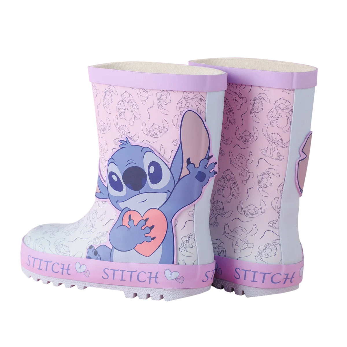 Purple - Back - Lilo & Stitch Girls Rubber Wellington Boots